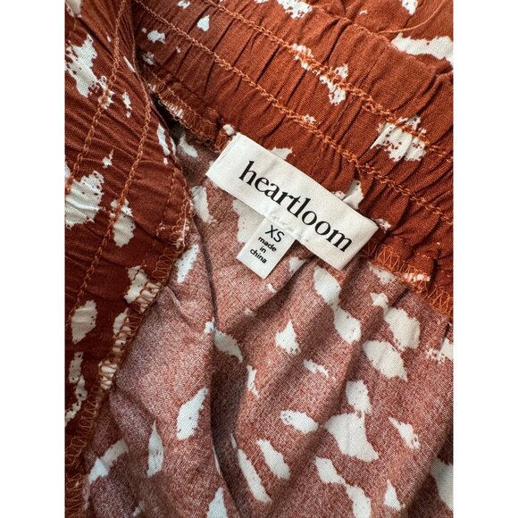 Heartloom Reika Skirt Rust Ivory Elastic Waist Size XS Pullon Rayon Midi NWOT - Picture 3 of 7